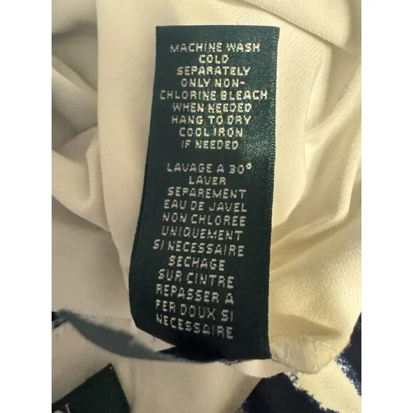 Ralph Lauren Dress 8 Stretch Sheath Blue Ivory Washable Knot Sleeveless NEW - Picture 10 of 13